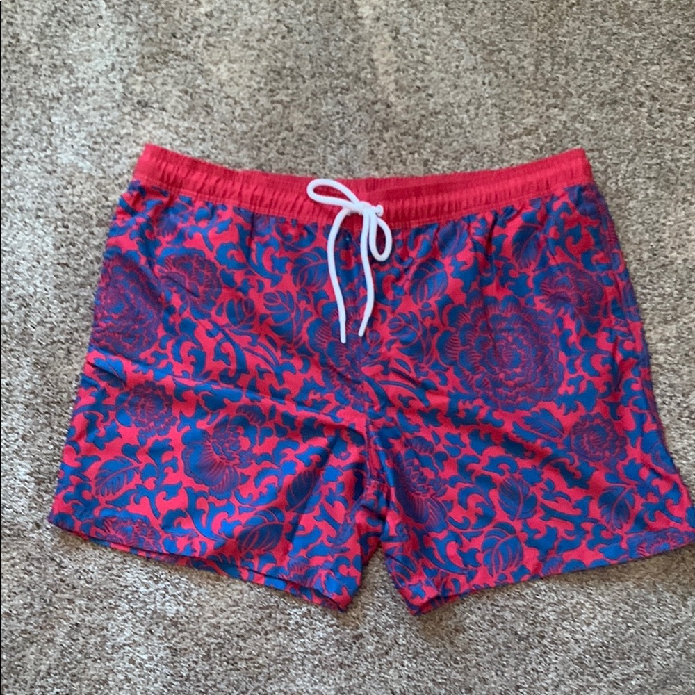 Red and Blue Floral Men's Swim Shorts